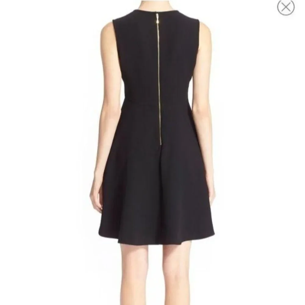 Kate Spade Fit & Flare Crepe Sleeveless Dress Bows Black Women's Size 2
